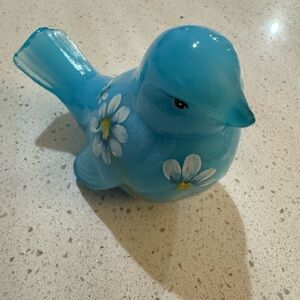 LENOX  FENTON Aqua Satin Glass Bird
